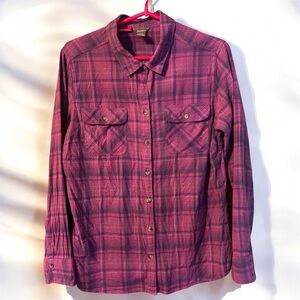 Eddie Bauer Women's Purple Plaid Button Down Shirt